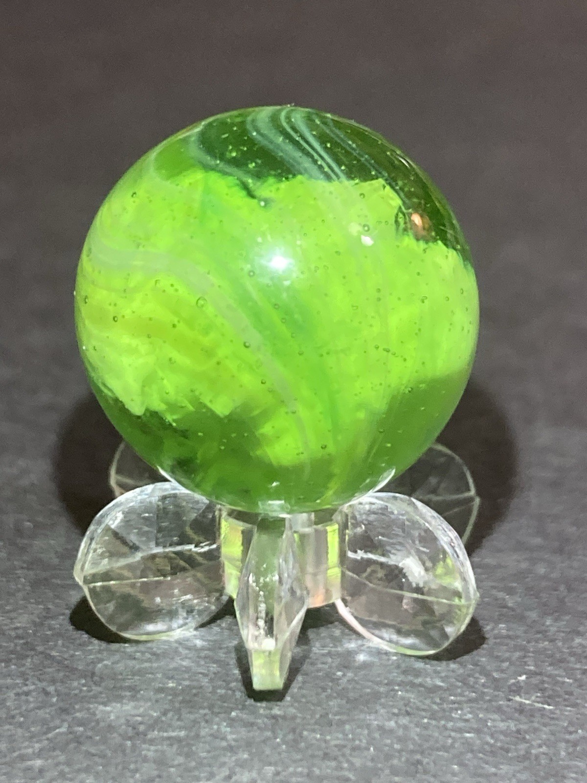 Collectible Marble UV Uranium STUNNING Must Have Green Swirls .66″