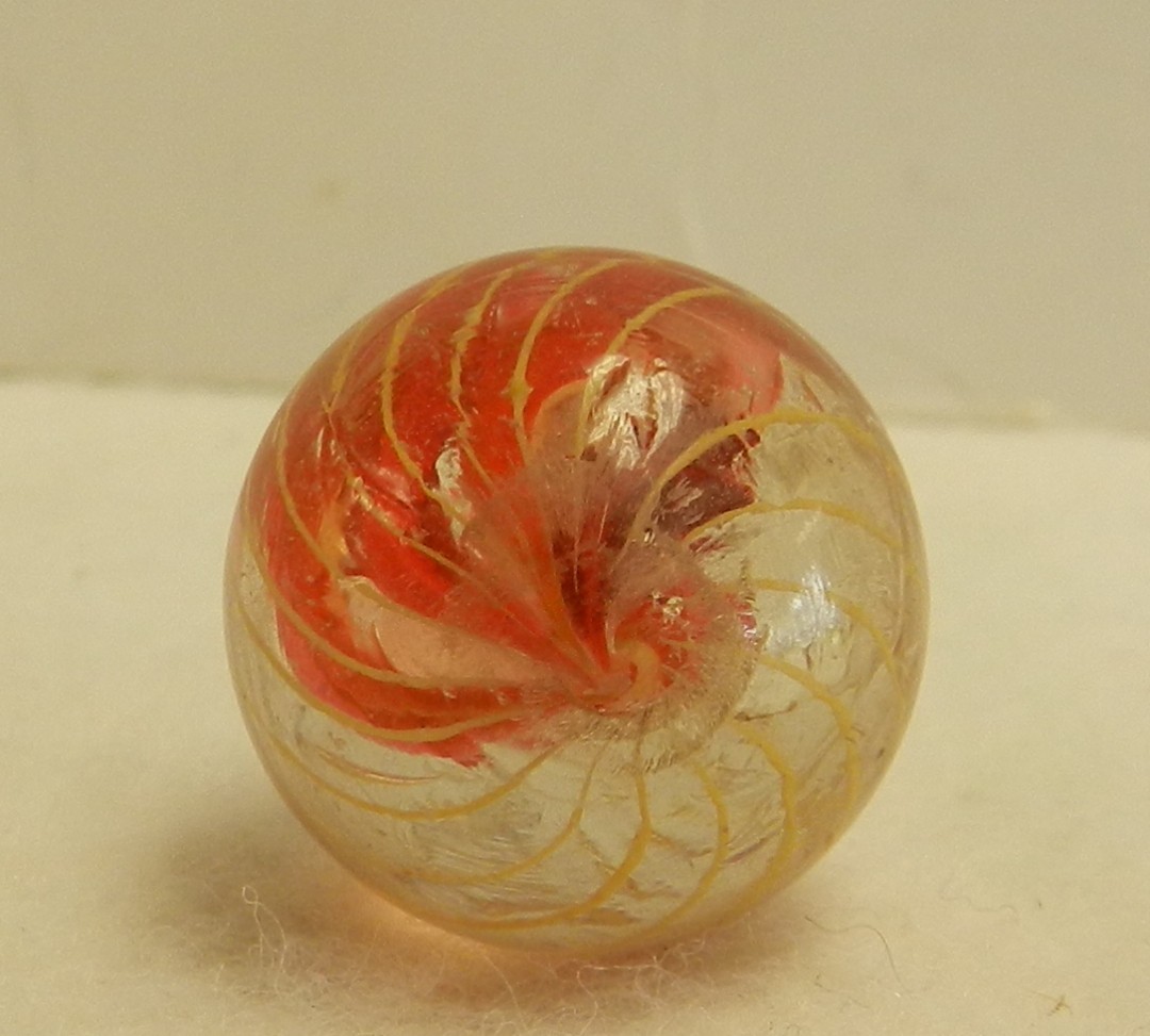 #21090m Nice Vintage Faceted Pontil Caged Divided Ribbon Swirl Marble Mint Minus
