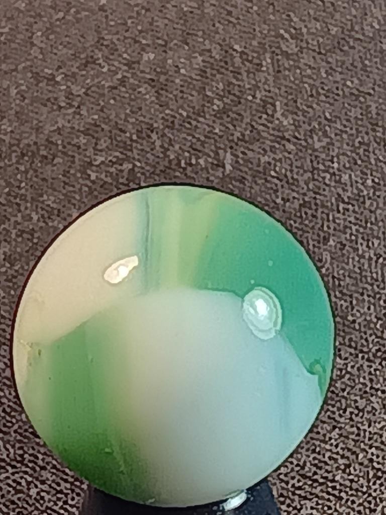 17/32″ Marble King Vitro Minty Jade Snow White on Clear NM Serious Marble A709