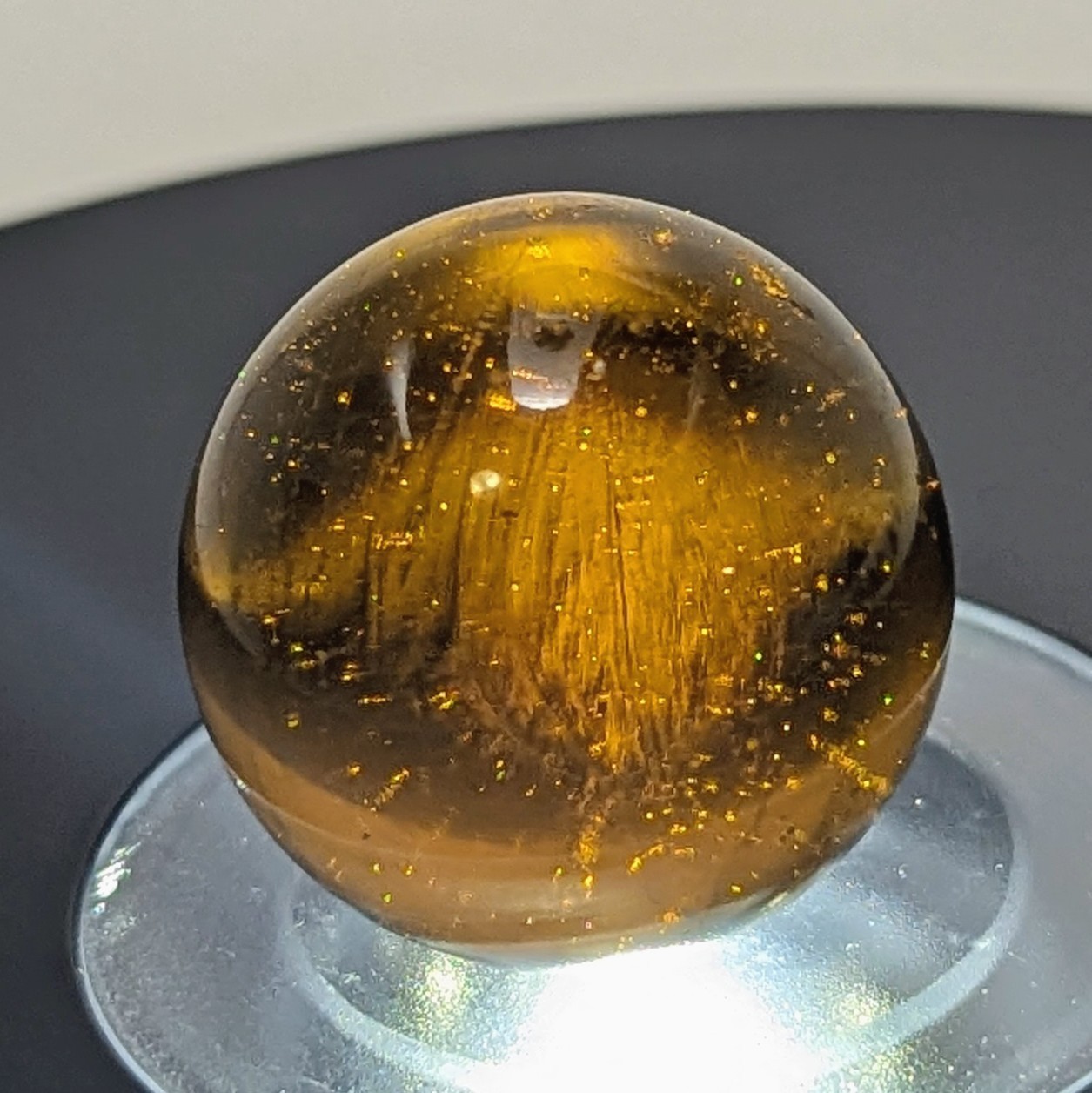 Cac. Christensen Agate Co. Amber Glass Marble .98″- 25.36 mm Stunning