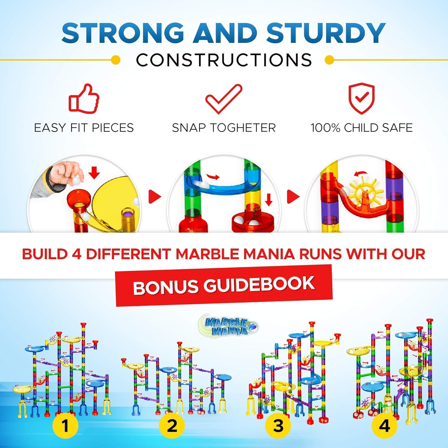Marble Run – Marble Runs for Kids – 162 Piece plus Storage Tub | Construction To