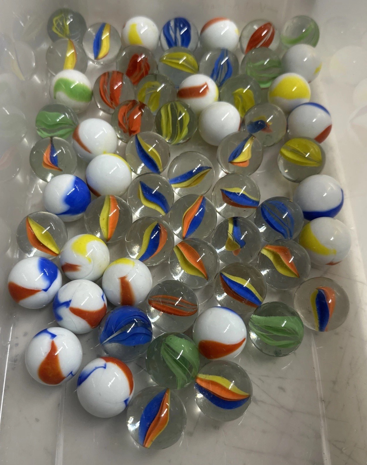 (60) Glass Shooter Marbles Bulk, Assorted Colors 3-Types, (20) Each Style
