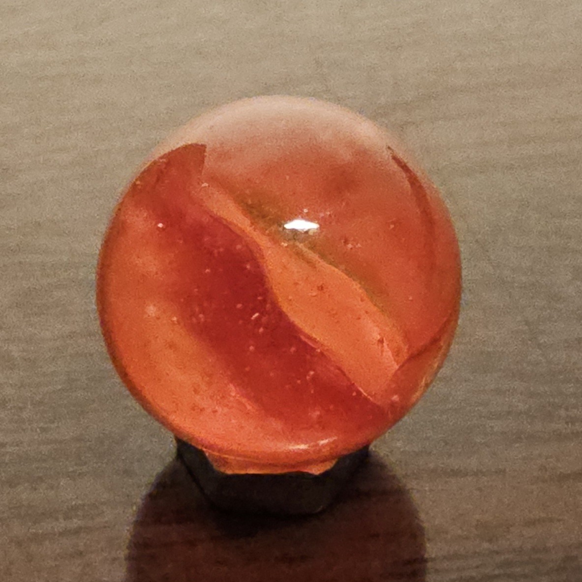 Vintage C.E. Bogard & Sons Orange 4 Lobe Cats Eye. 625 Marble Bubbles