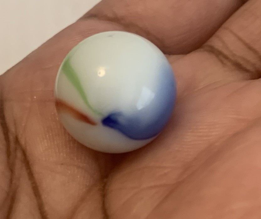 10 Vintage Milk Glass Marbles White Opaque Striped Swirl Beach Ball Lot Bundle