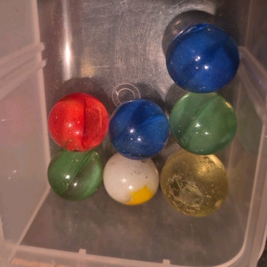7pc Super Glow UV Reactive Marble Lot Uranium Selenium Cadmium Glass