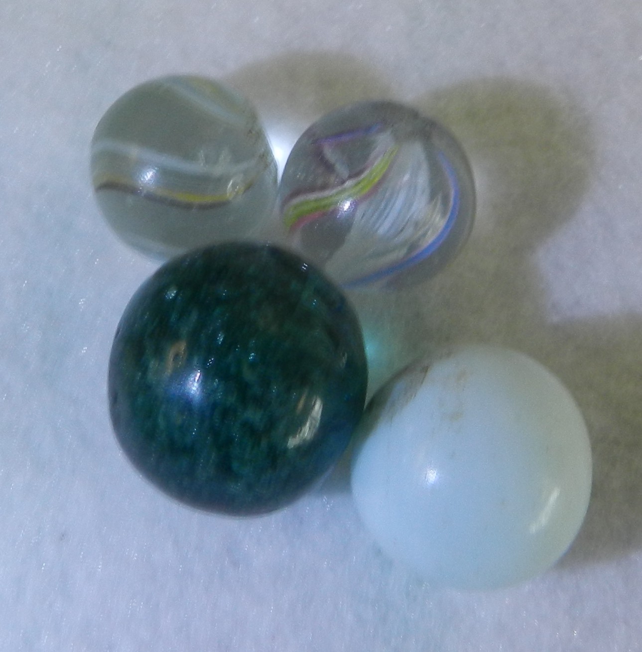 #20503m Vintage Group or Lot of 4 German Handmade Glass Marbles .50 to .66 In
