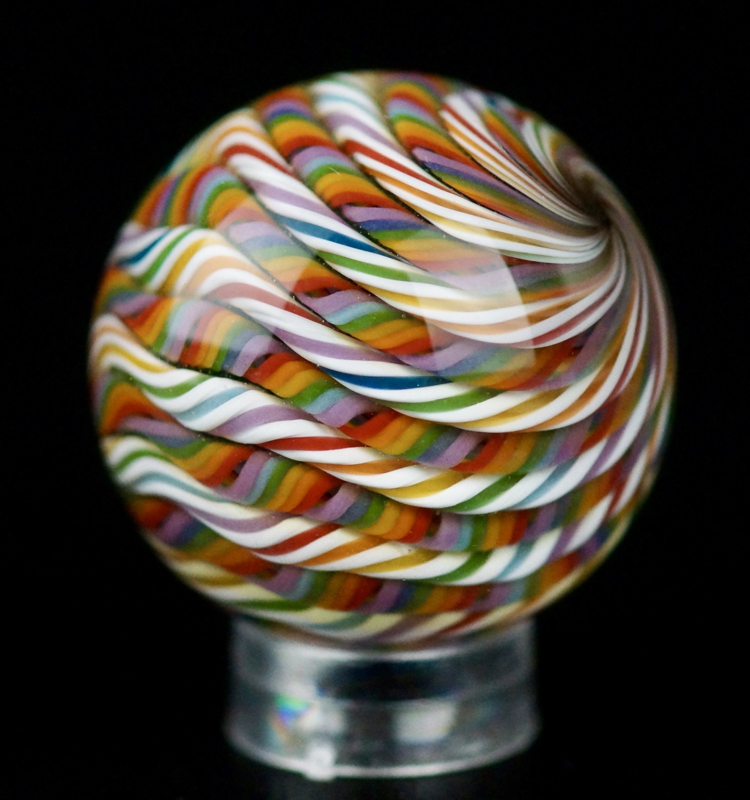 Bryan Trillas Glass Marble/Filigree 14 Cane Pattern/UV/Multi Rainbow/1.0-1.1 in