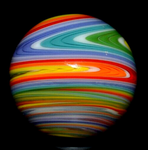 JAY SLACK GLASS MARBLE/1.462″-CITRUS WIG-WAG TWIST-LAVENDER,CHERRY,TEAL,ORANGE+