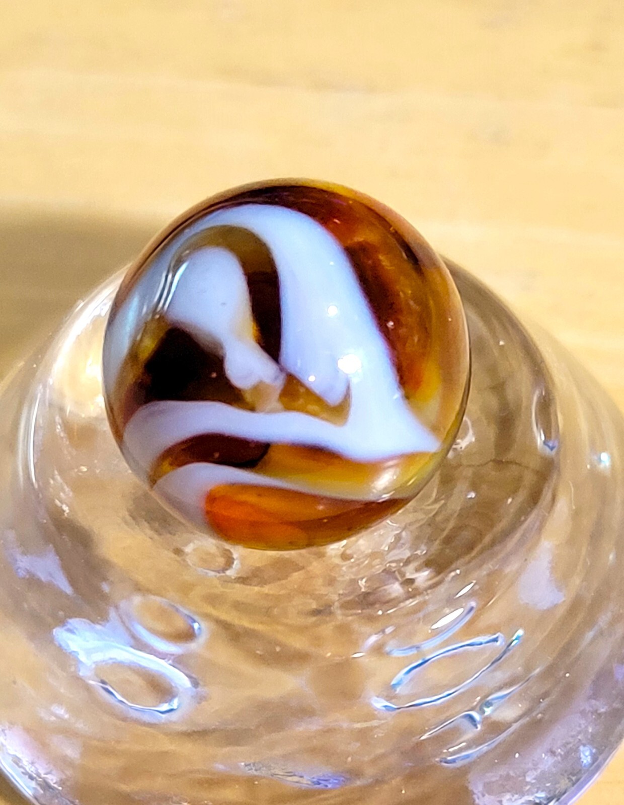CAC M.F. CHRISTENSEN 0.66 AGATE CO. 1925-33 AMBER SWIRL FLAMES NM/MT +- MA1