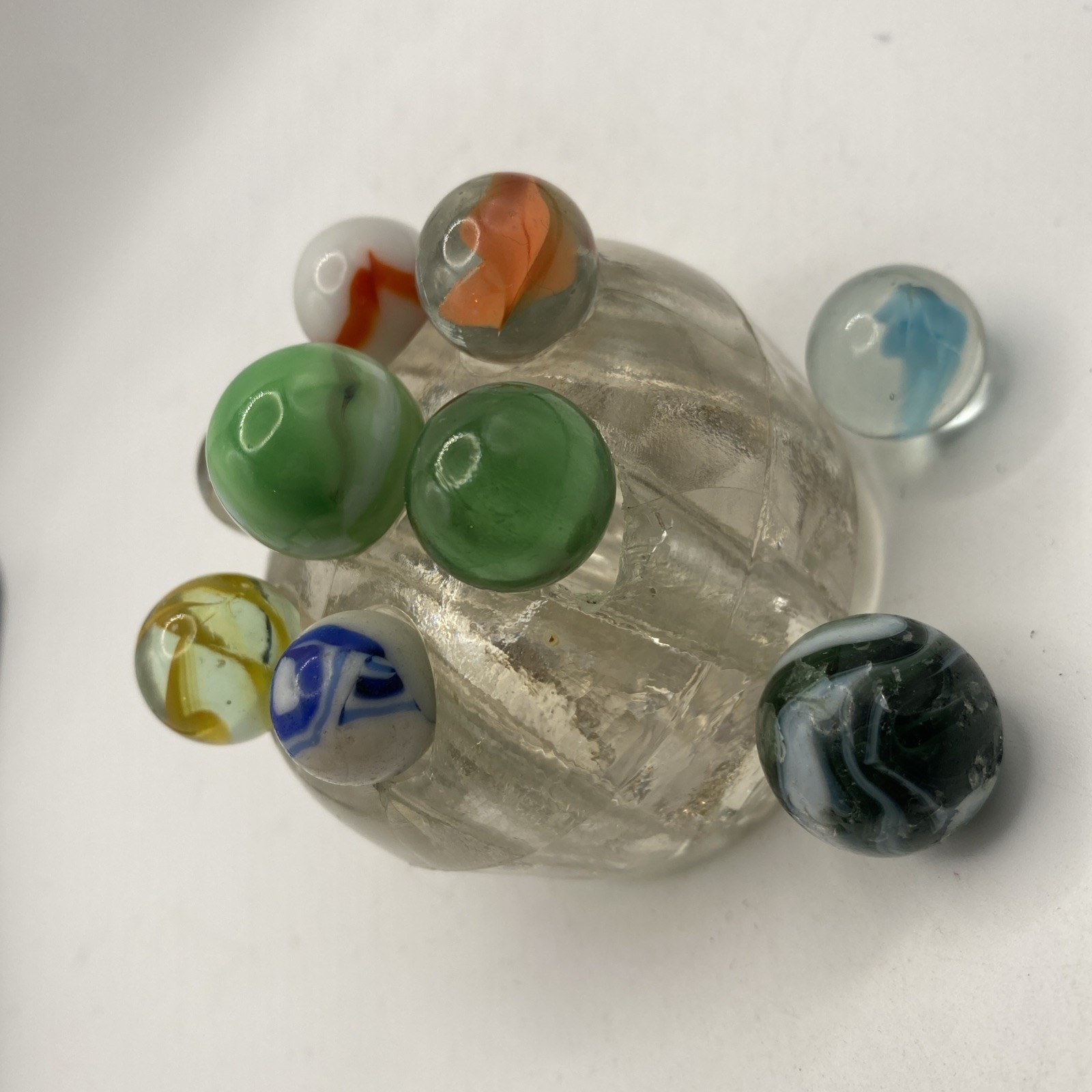 Set 9 VTG Small & Medium Marbles Various Sizes Colors (does Not Include Stand)