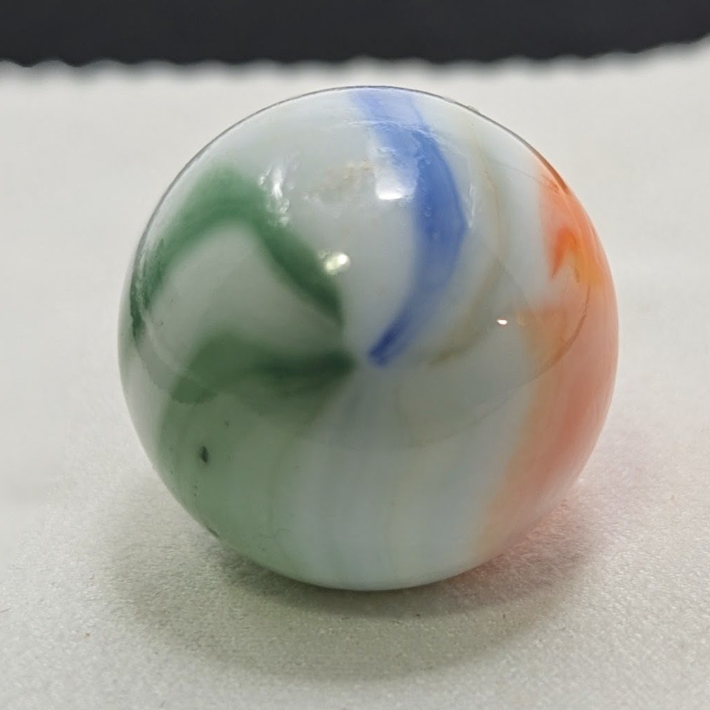 Vintage Vitro Agate Tri-Lite Peltier 1″ Jumbo Shooter Marble Toe-Breaker 3-Color