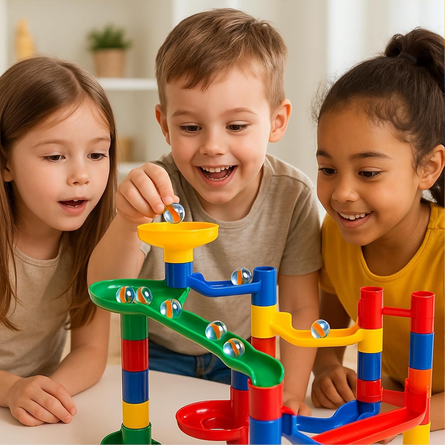 Marbles Run Game Set 61 PCS with Gift Box Kids Marble Race Tracks for Classroom
