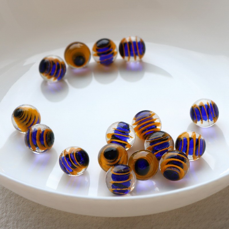 16mm Marbles Glass Beads Orange/Blue Traditional Vintage Classic Toy Games Decor