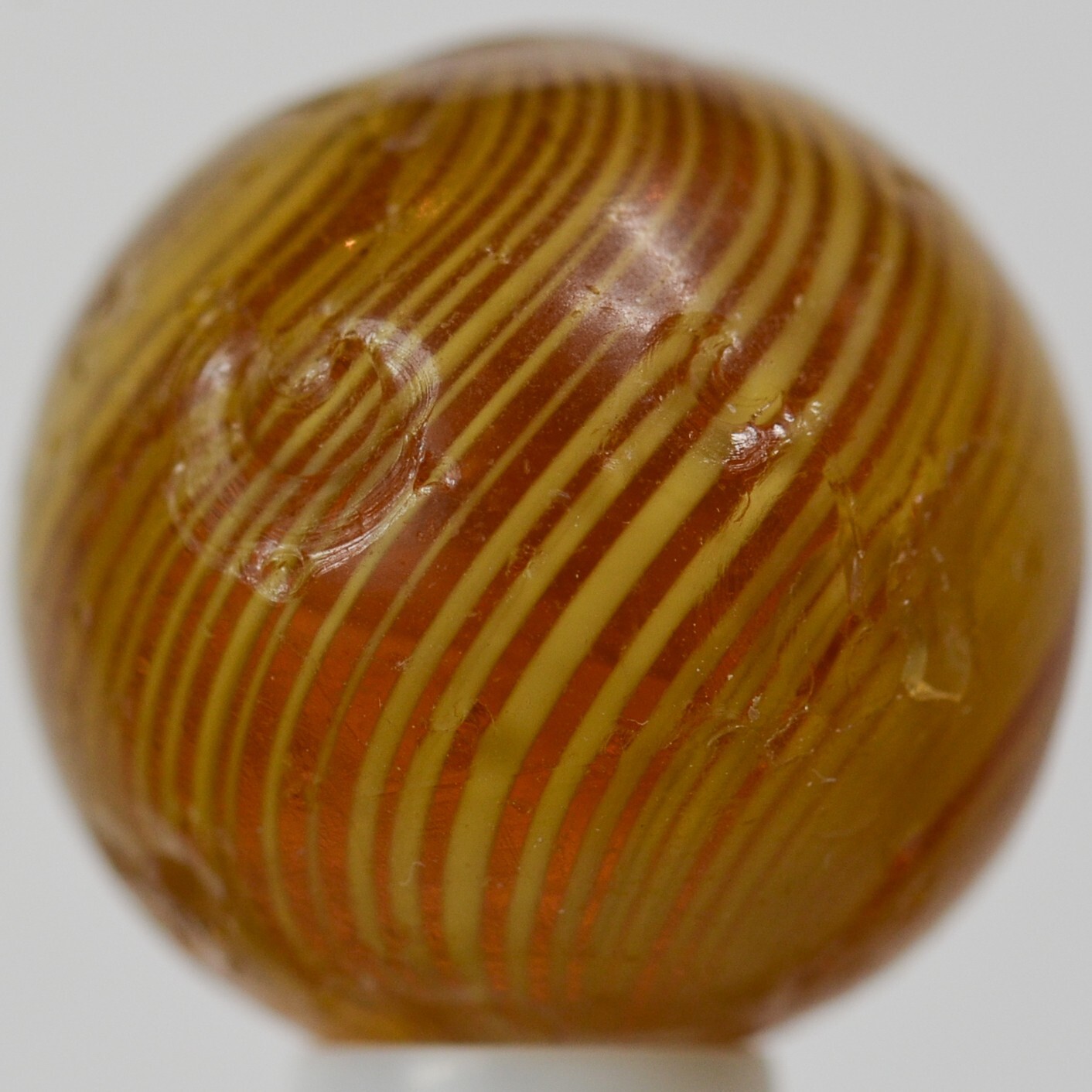 Handmade Gooseberry Marble, Amber Glass, 11/16 in, Good+, Chip, Germany, S1398