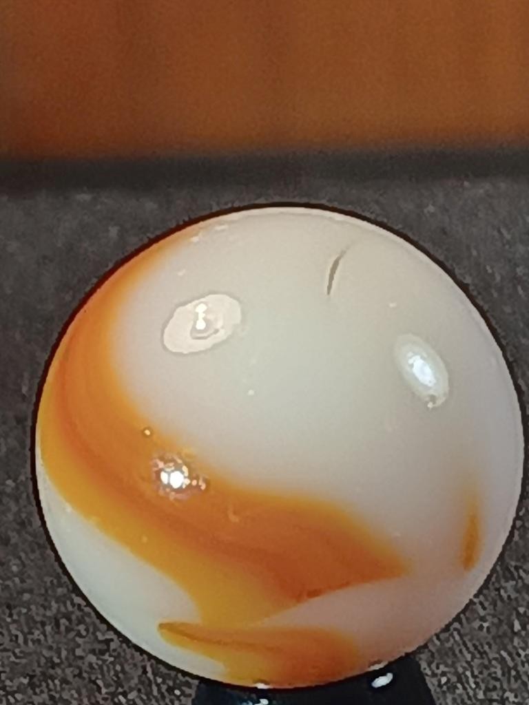 5/8″ Peltier Alley Fiery Orange Pearl White Ribbon Swirl NM Serious Marble B146