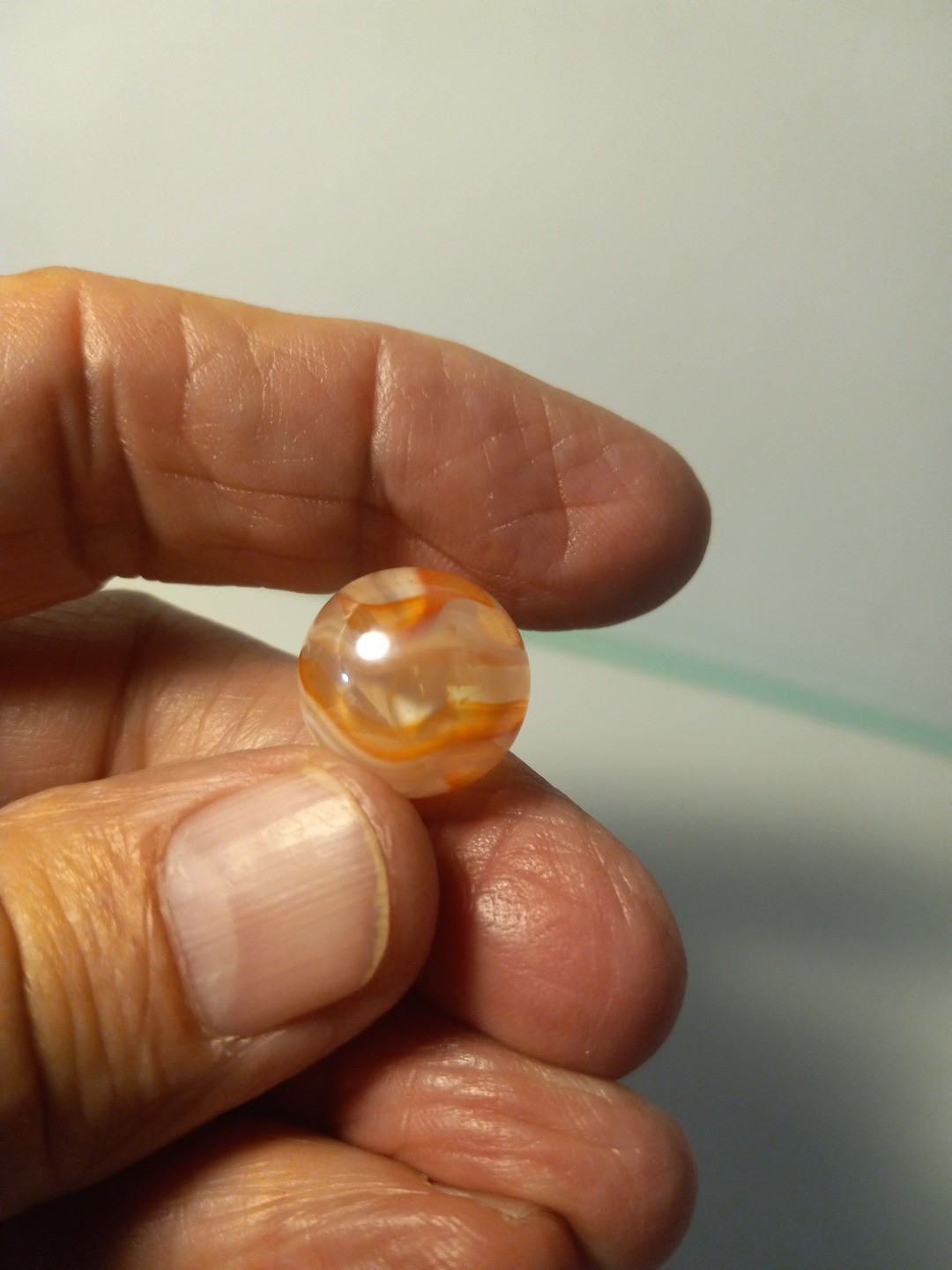 Vintage Akro Agate Peltier Christensen Glass Orange Swirl Marble 13/16 “