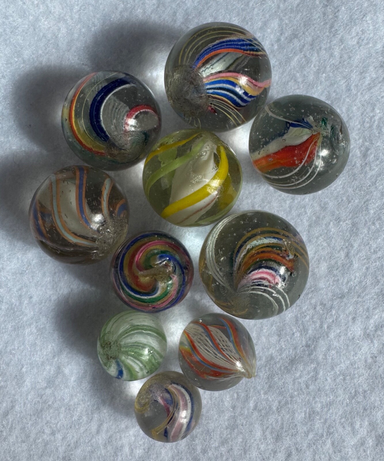 Superb Group Of 10 Marbles 12mm (15/32”) to 18.5mm (23/32”)