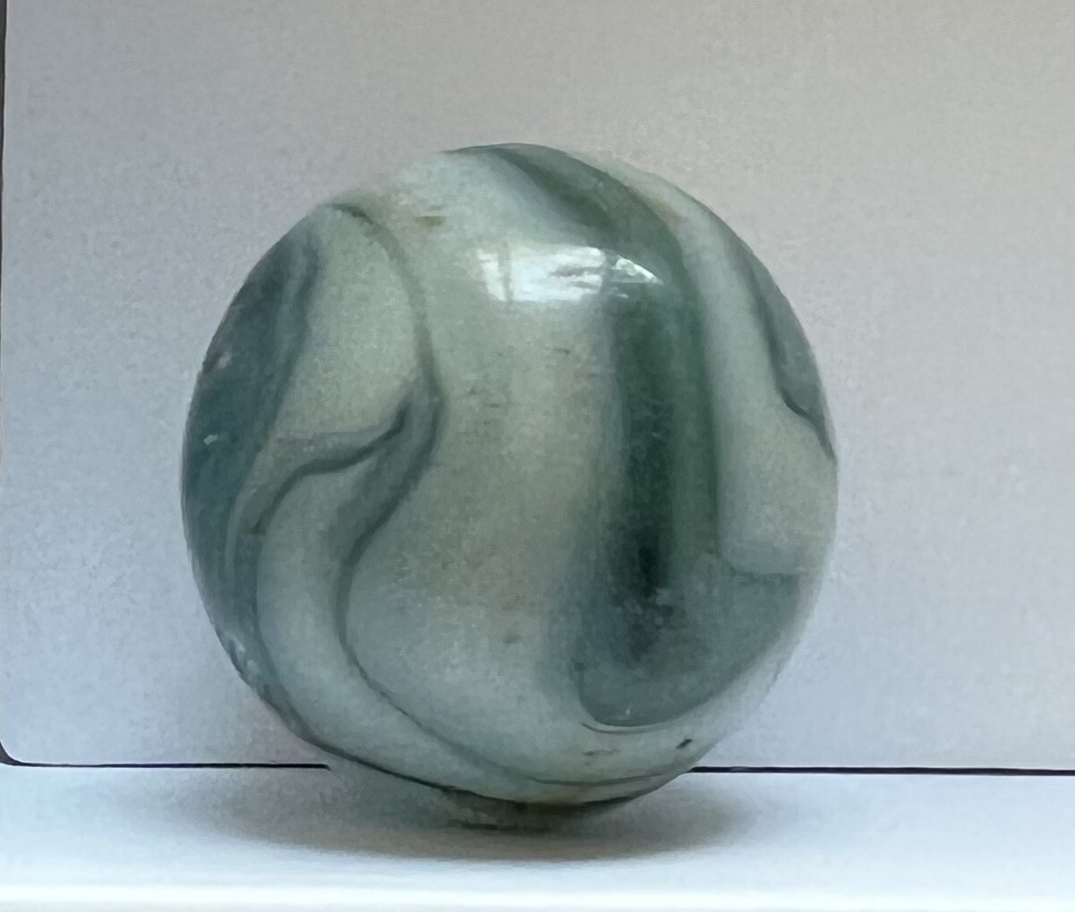 Antique Vintage Blue & White Opaque Swirl Marble Shooter