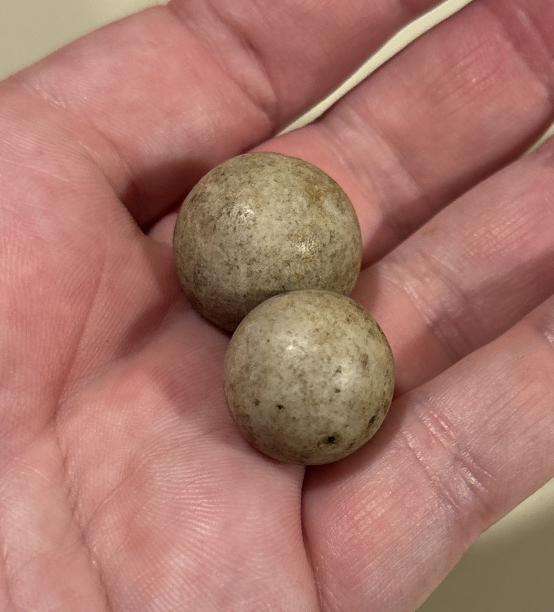 Antique 19th Century French Clay Marbles Lot Of 2
