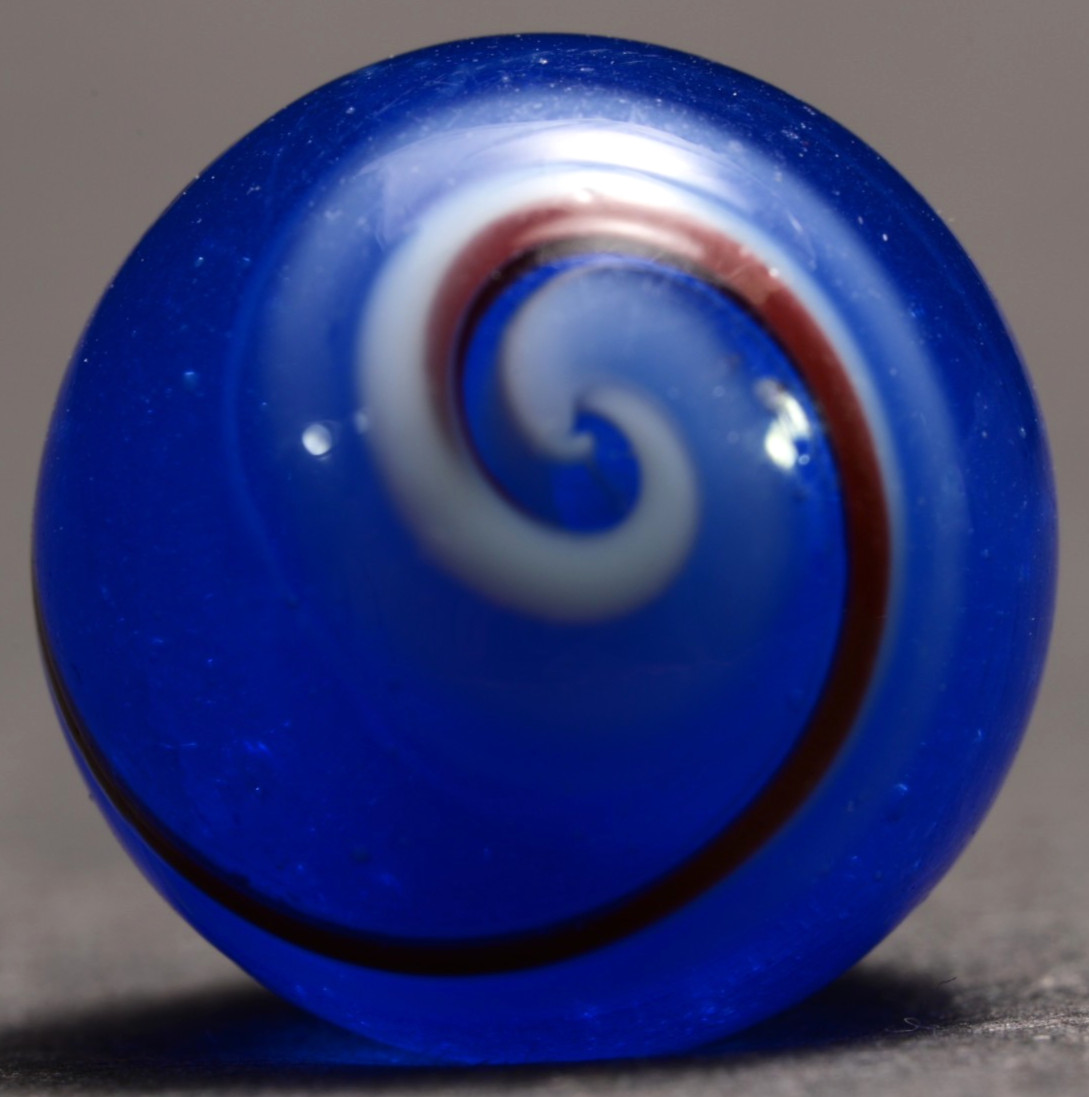 Rare Oxblood & Blue Greiner Antique German Handmade Marble 1850’s 16.6mm 21/32”