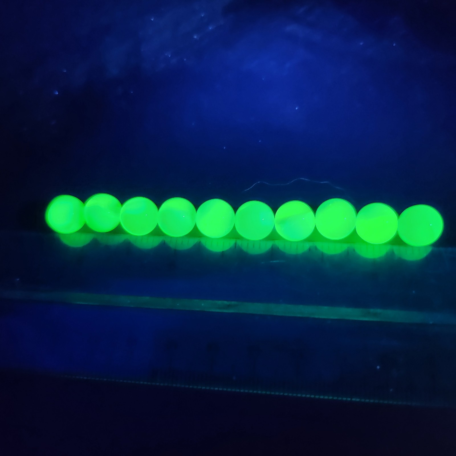Lot Of 10 Blue Vaseline Glass Uranium Glass Marbles Uv Glow