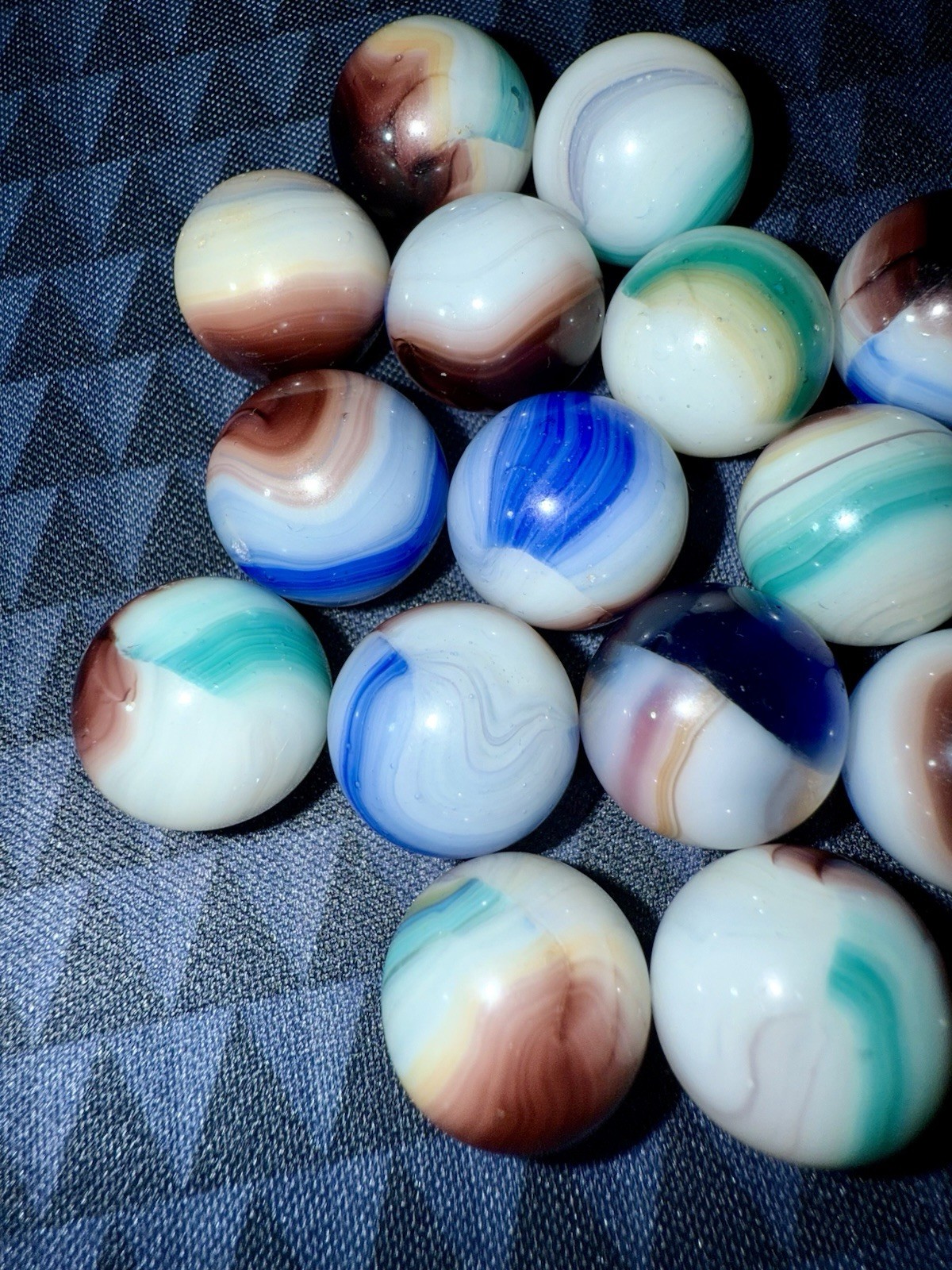 Vintage Glass Swirl Marble Akro Agate Vitro Peltier Marbles Lot Of 19