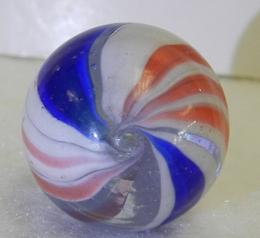 #17207m .75 Inches Vintage German Handmade Peppermint Swirl Marble