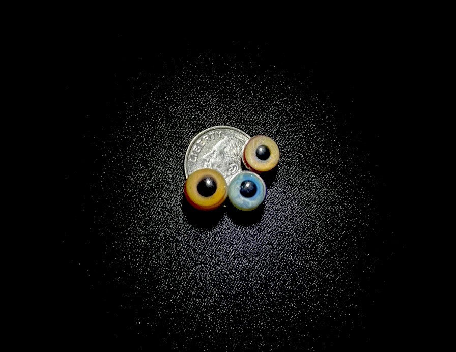 .31” “The Jar” Eye Set 6 Matching Eyeball Pee Wee Glass Art Marble Hand Made Lot