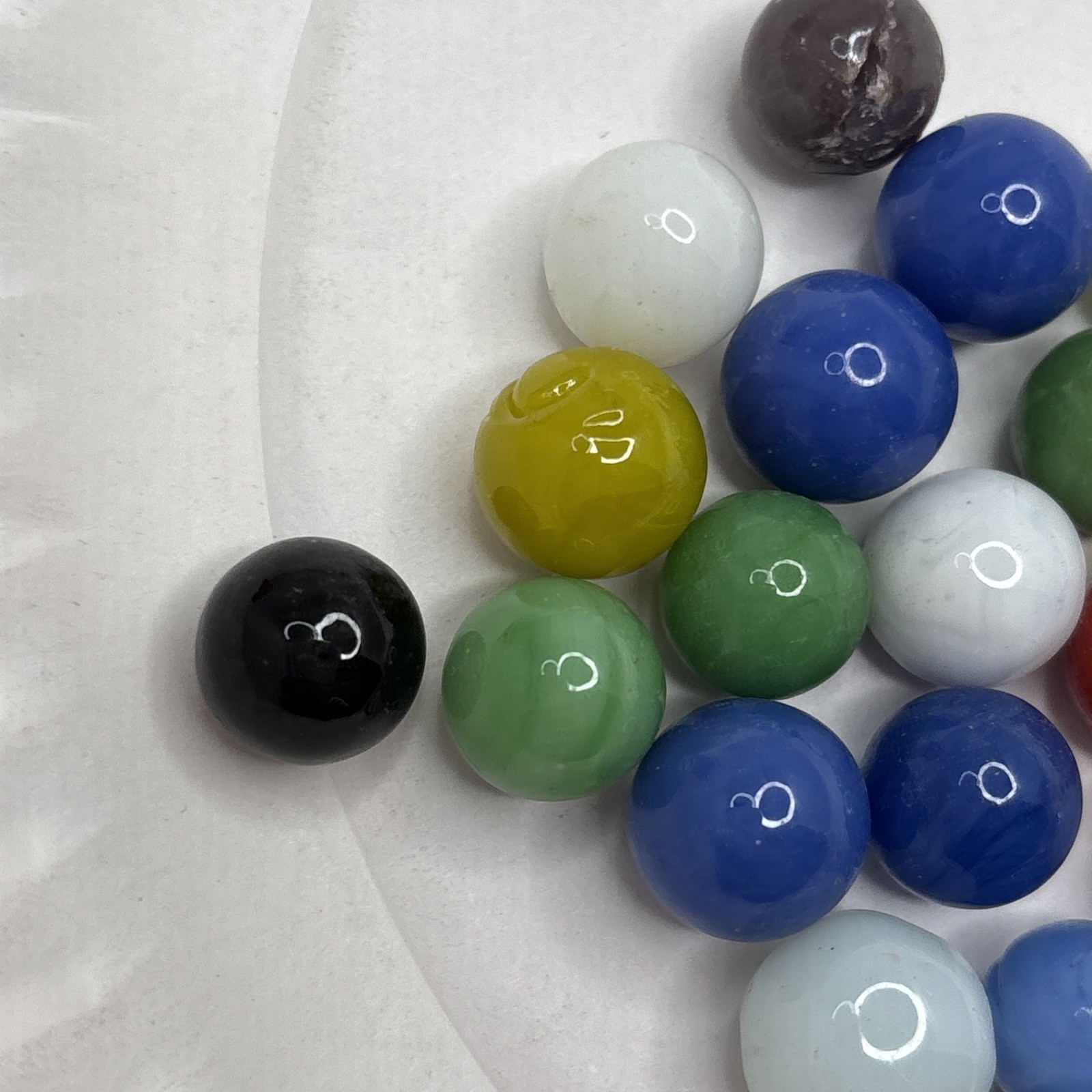 Vintage Bright Color Glass Marbles Lot of 25 Peewee Size B5 Some Imperfections