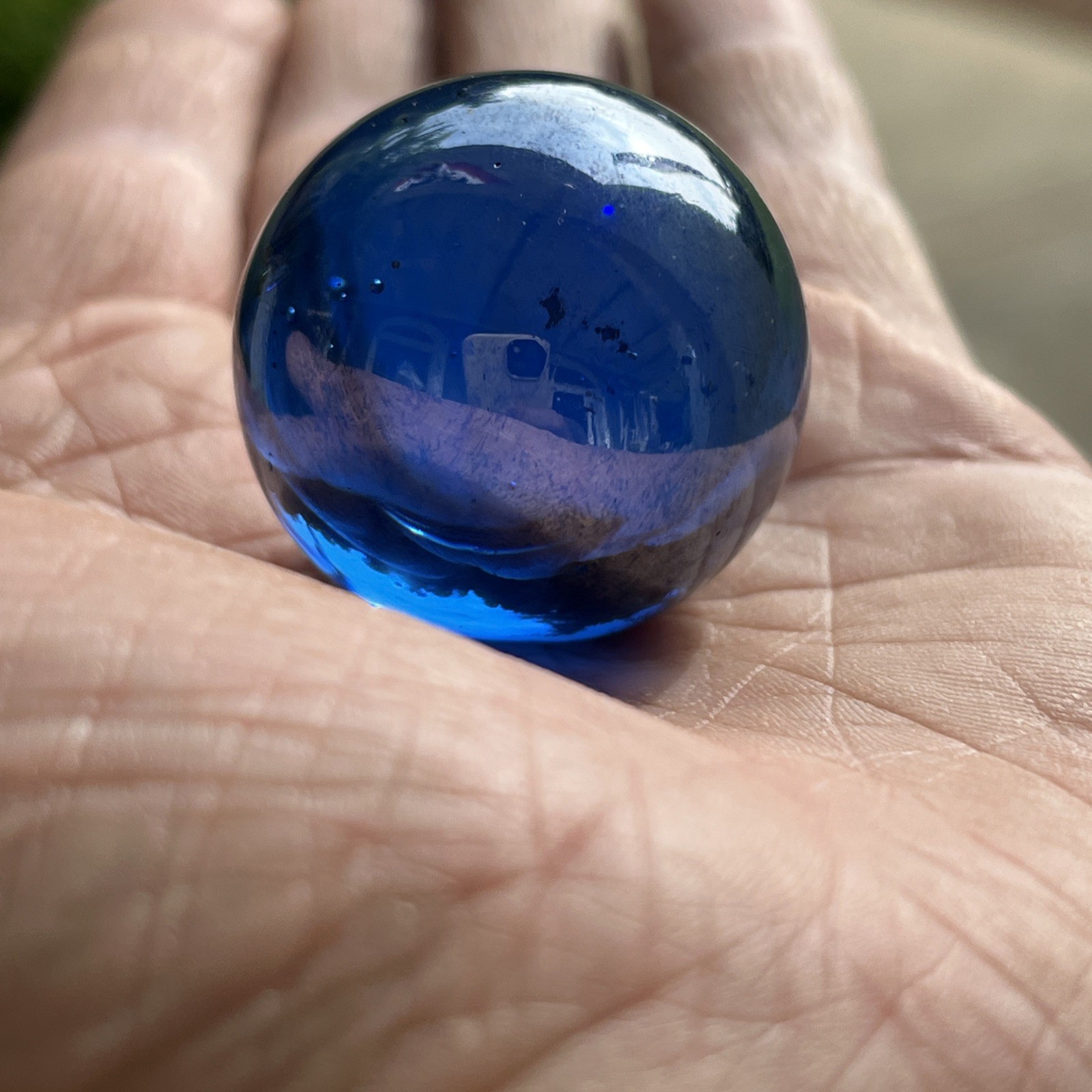 Iridescent Blue Marble Cobalt 32mm 1.25” Gazing Bubbles