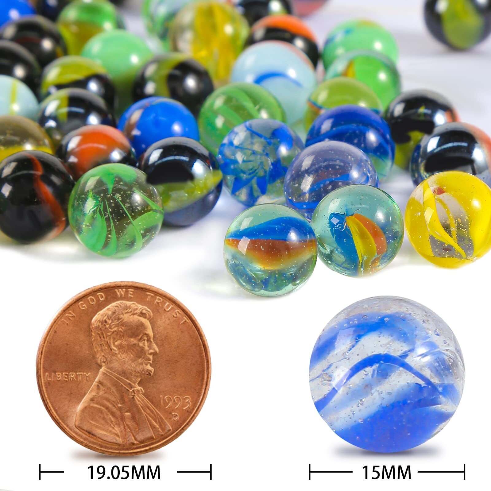 Colorful Glass Marbles 0.6inch Marbles Bulk for Kids Marble GamesDIY and Home
