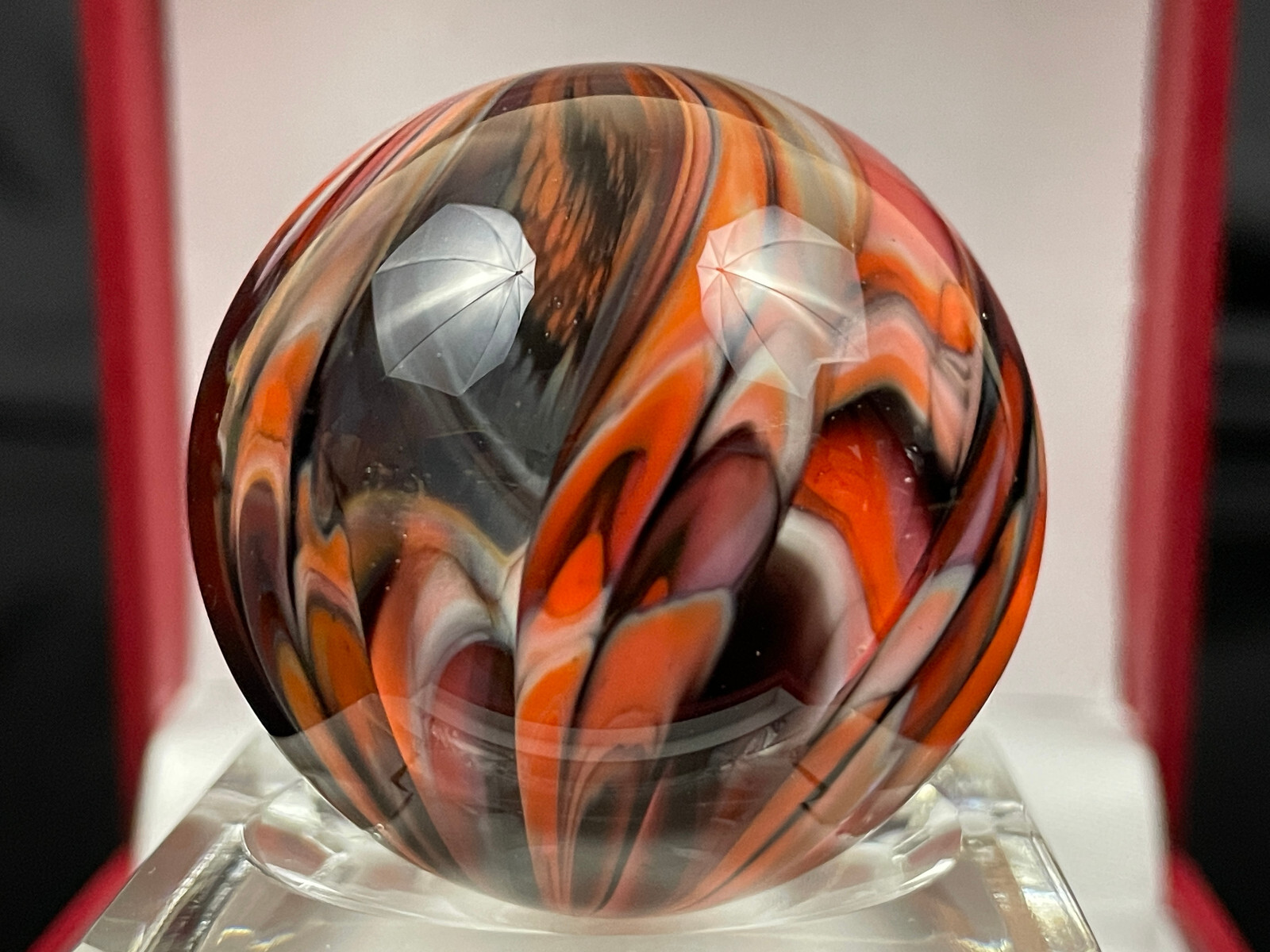 Rick Davis Glass Art Marble 1.48″ Signed #42