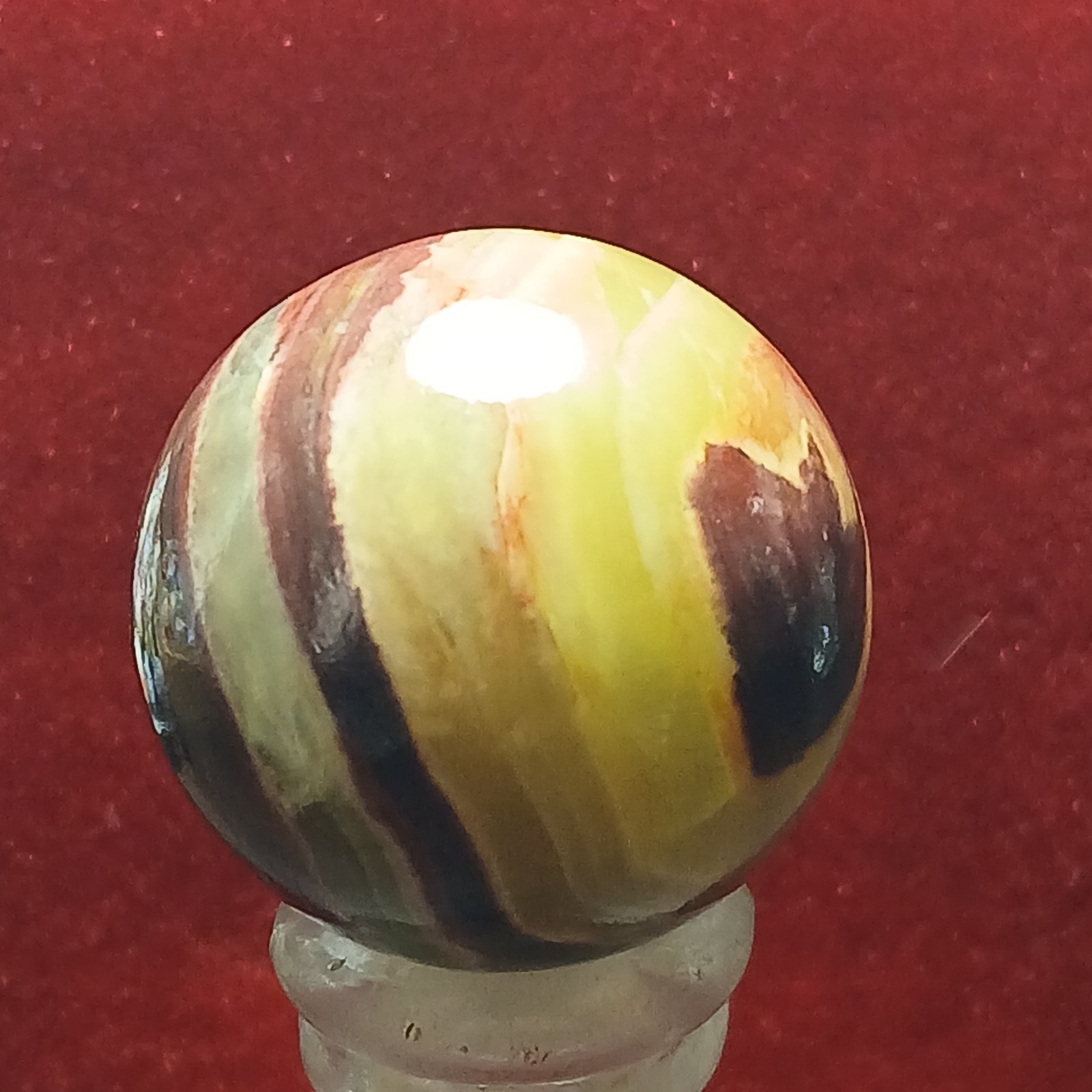 15/16″ NM Vtg Akro Lemonade Brick/ Oxblood Bullseye Agate Marble! Super C pics