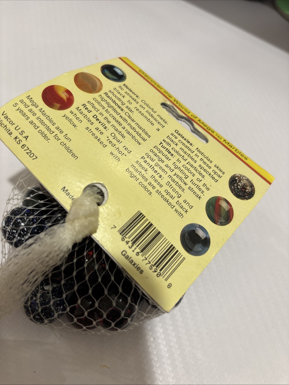 “GALAXIES” VACOR MEGA MARBLES Vintage 1990s Net Bag 35 16mm/1 25mm Shooter