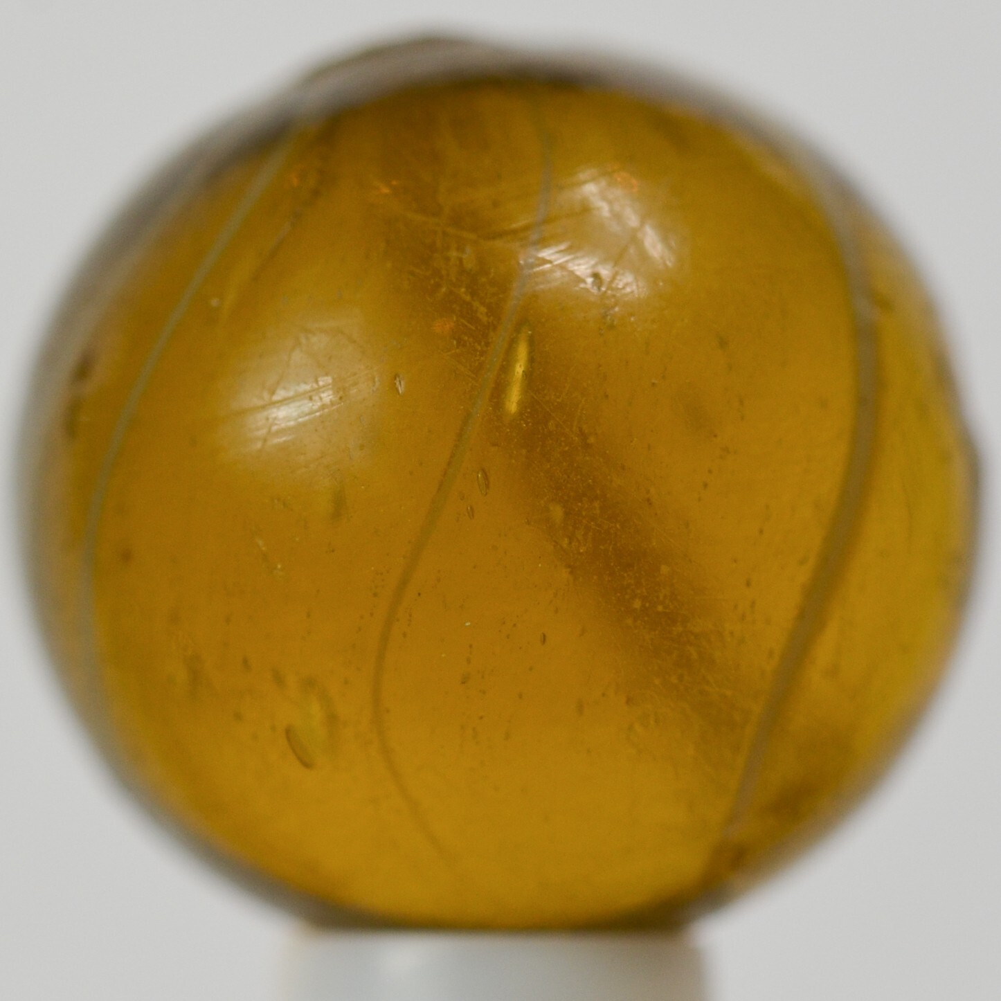 Handmade Gooseberry Marble, Amber Glass, 11/16 in, Good+, Chip, Germany, S1412