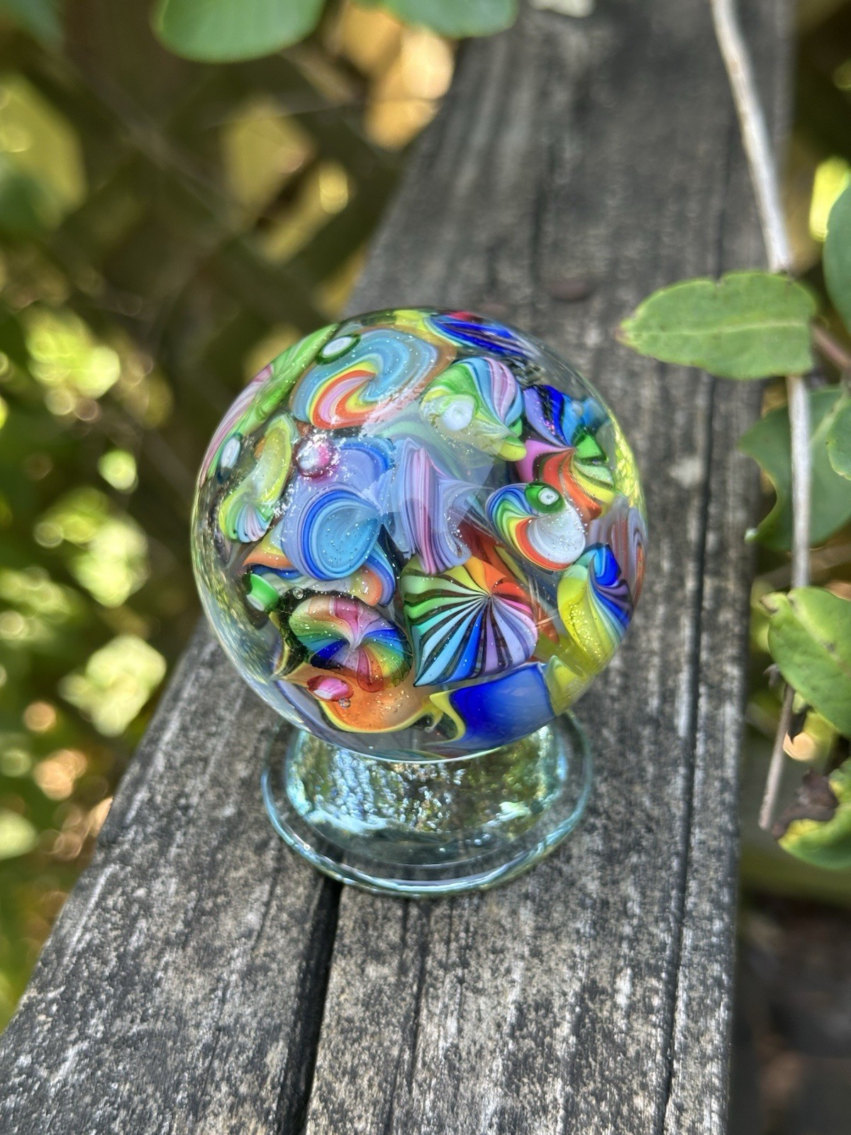 EDDIE SEESE MARBLE ART GLASS JELLYFISH FIELDS RAINBOW DICHROIC Huge 2.26″ FES 16