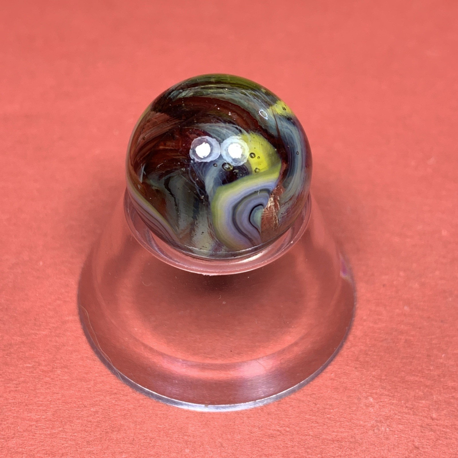 CLEAR TRANSPARENT BASE RIBBONED INNER MATRIX WITH OXBLOOD .74″ BOX01/326