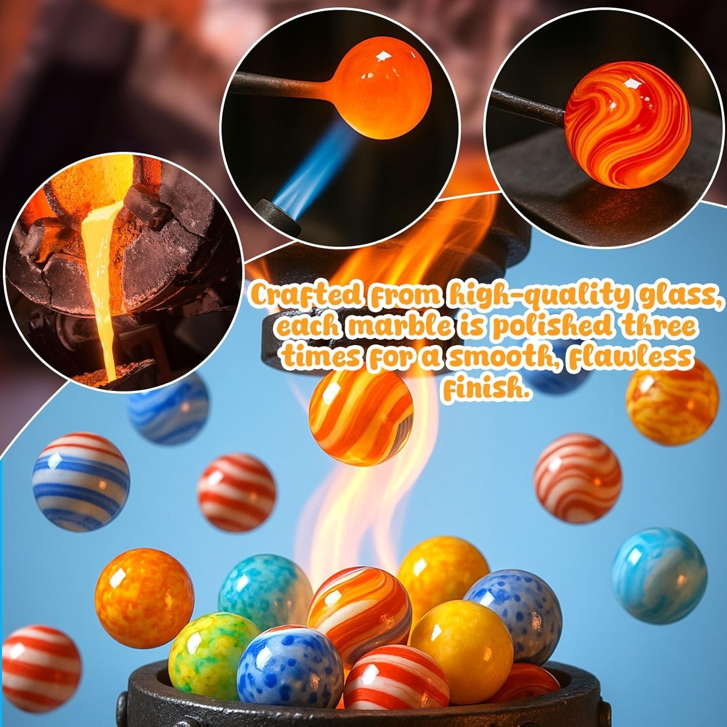 20PCS Glass Marbles Bulk, 16Mm/0.6Inch Handmade Colorful Assorted Marbles for Ki