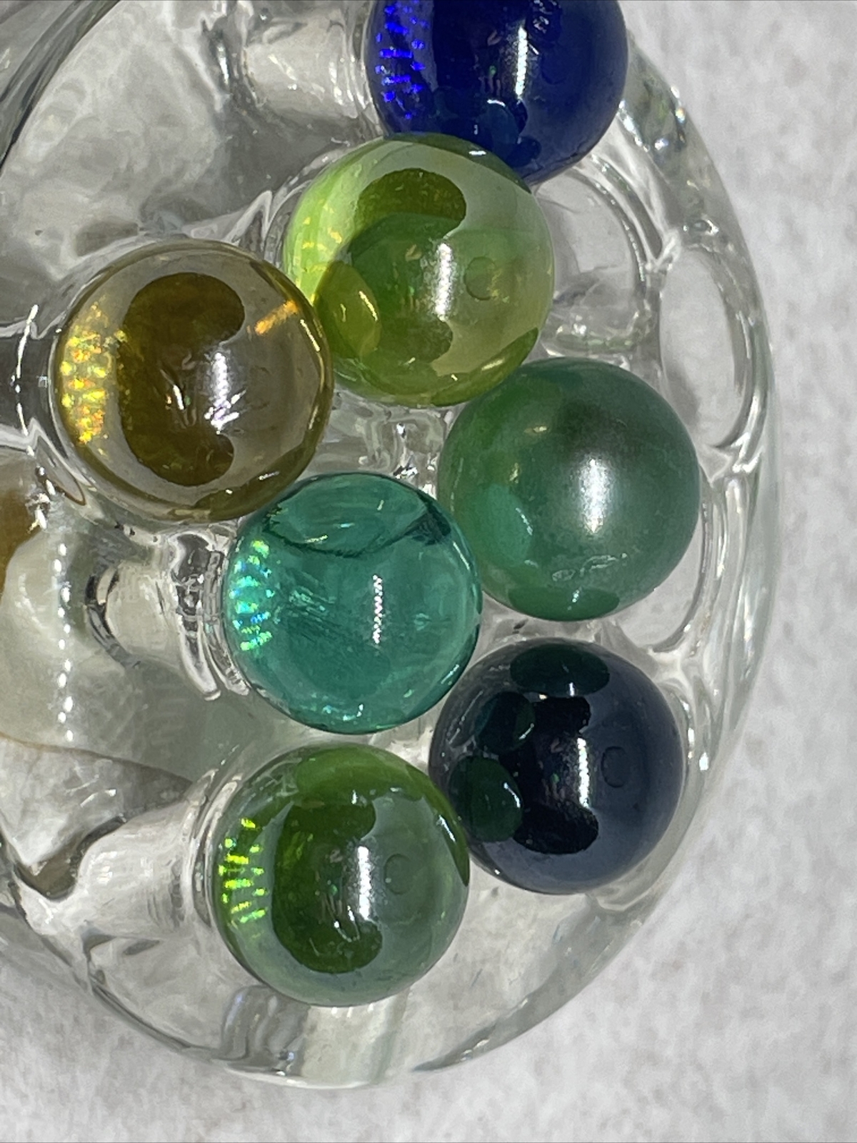 Marble Lot of 7 Vintage Glass Marbles Clear Glass Colors