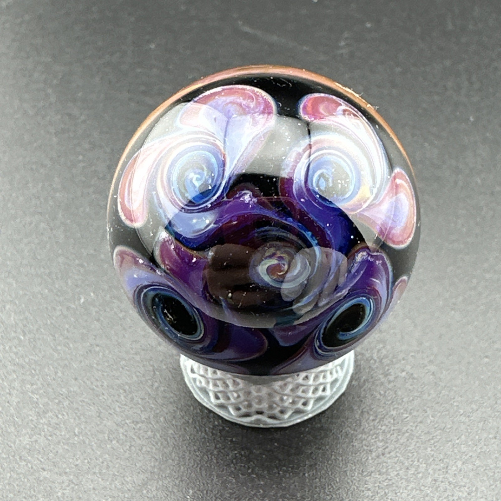 Contemporary Handmade Art Glass Marble 1.12″ Fume Twist Swirl, Orange Gold Hues