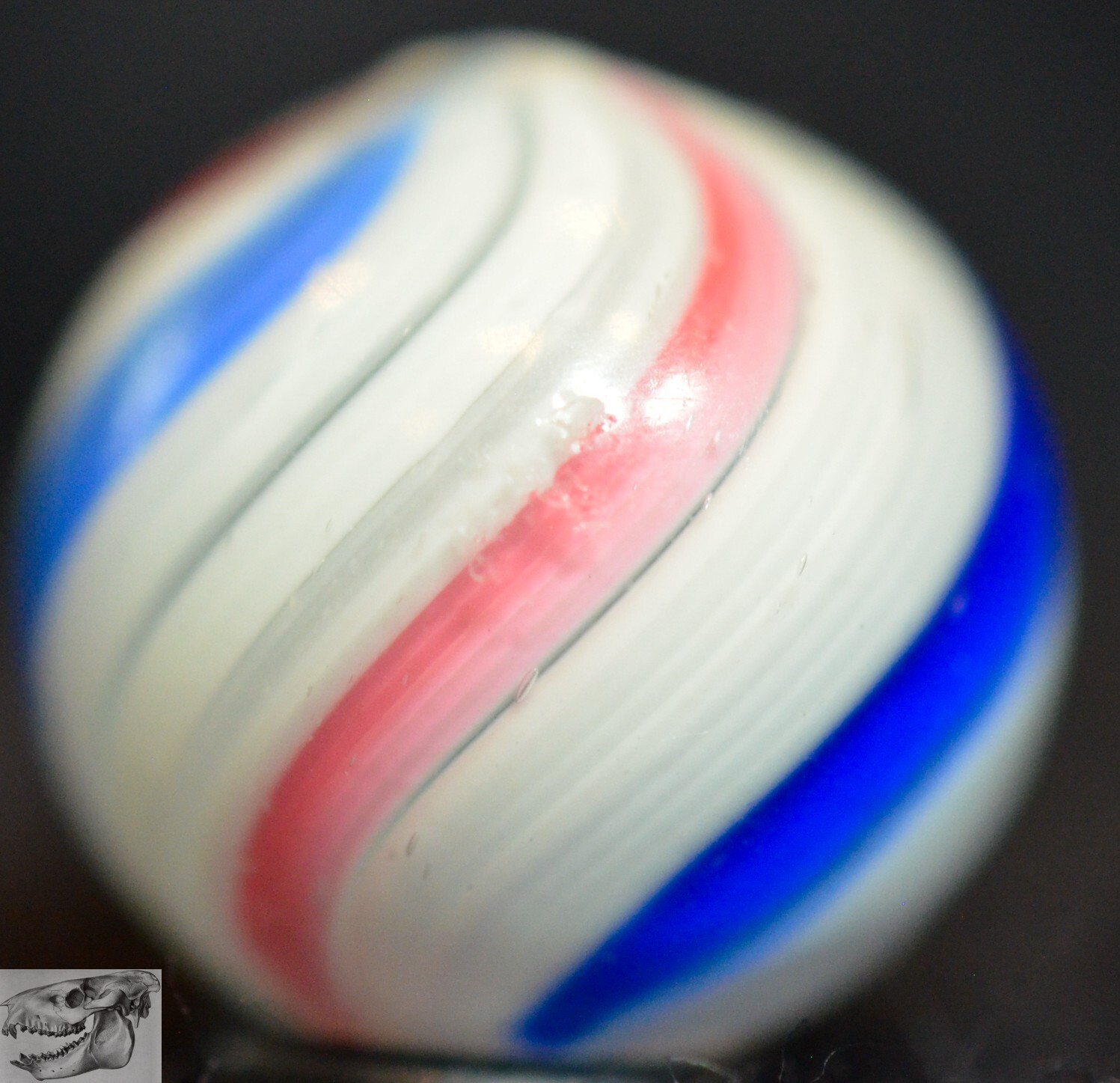 Handmade Peppermint Swirl Marble, 9/16 in, Near Mint+, Buffed, Germany, S1059