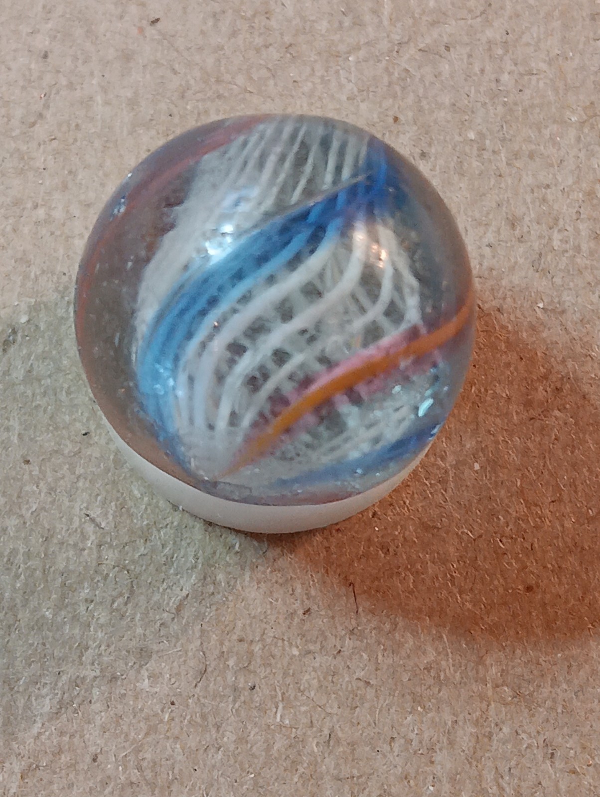 Vintage German Marbles 1 Coreless.62 Inch. 1white Core Latticinio .68 Inch