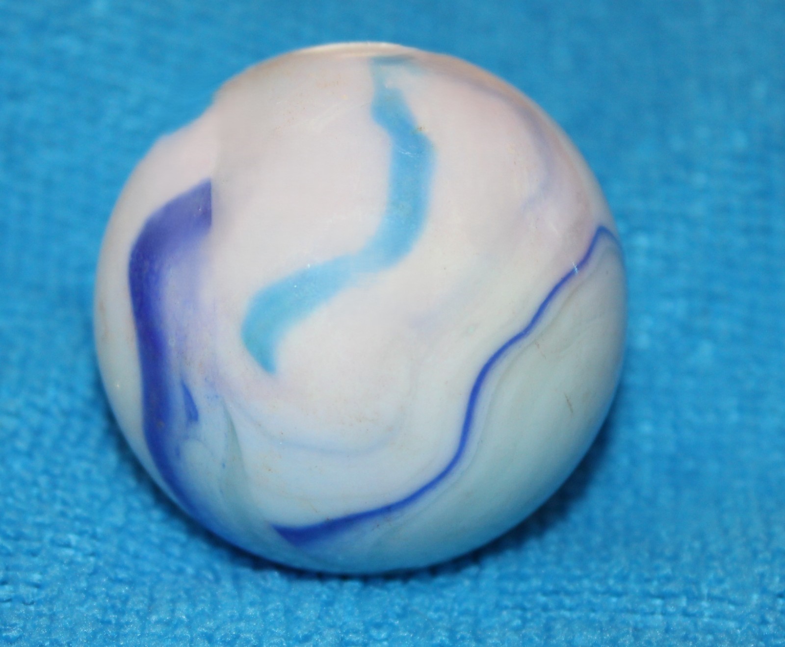Two Large 2″ (50 mm) Marbles — (Swirling Blue & White Marbles)
