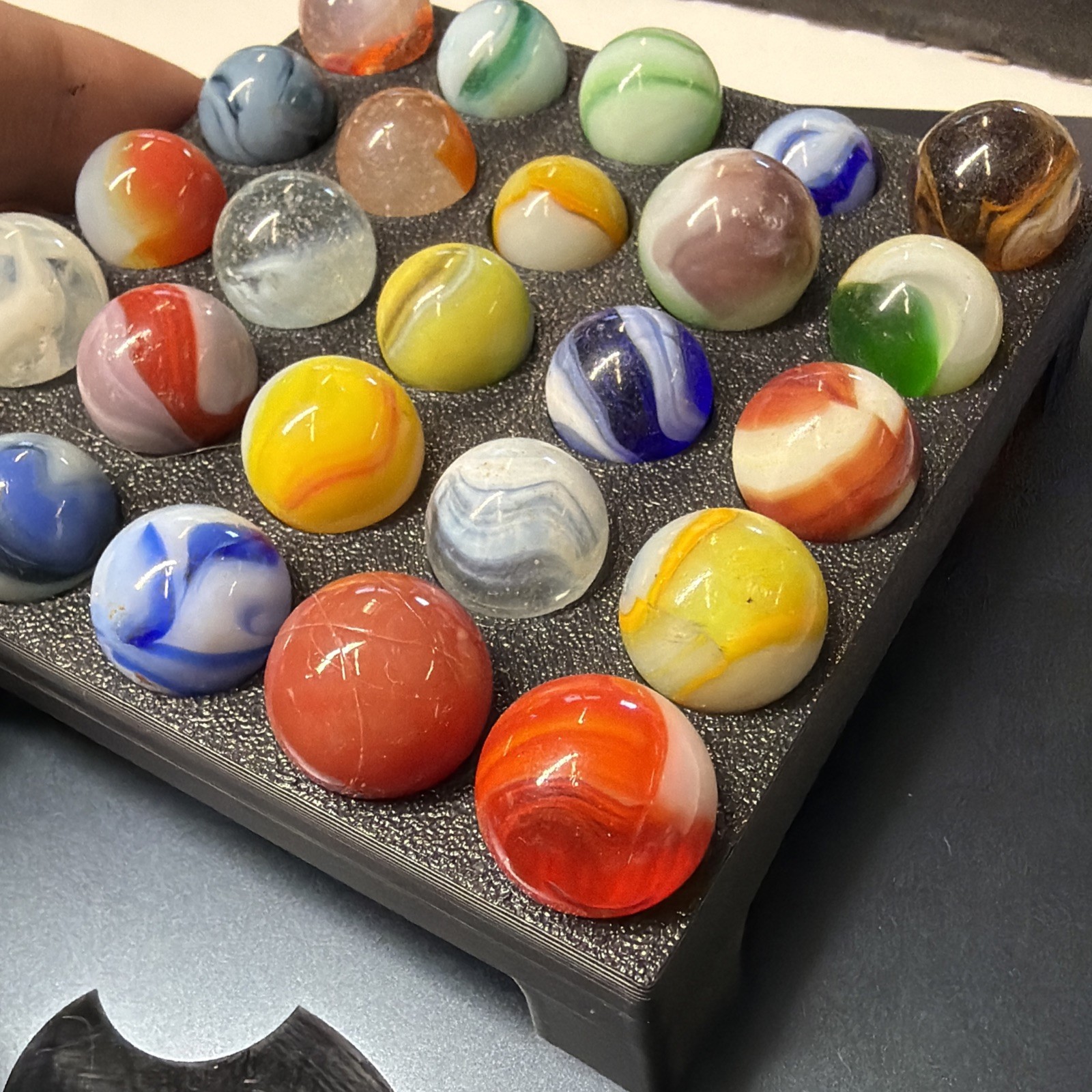 Vintage Glass Marbles Christensen Agate Vitro Akro Patch, King Tri (70 Marbles)