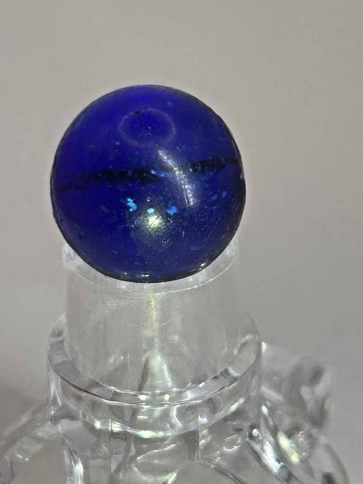 Antique German Handmade Blue Mica w/Filament Marble 83/128″ Mint m38