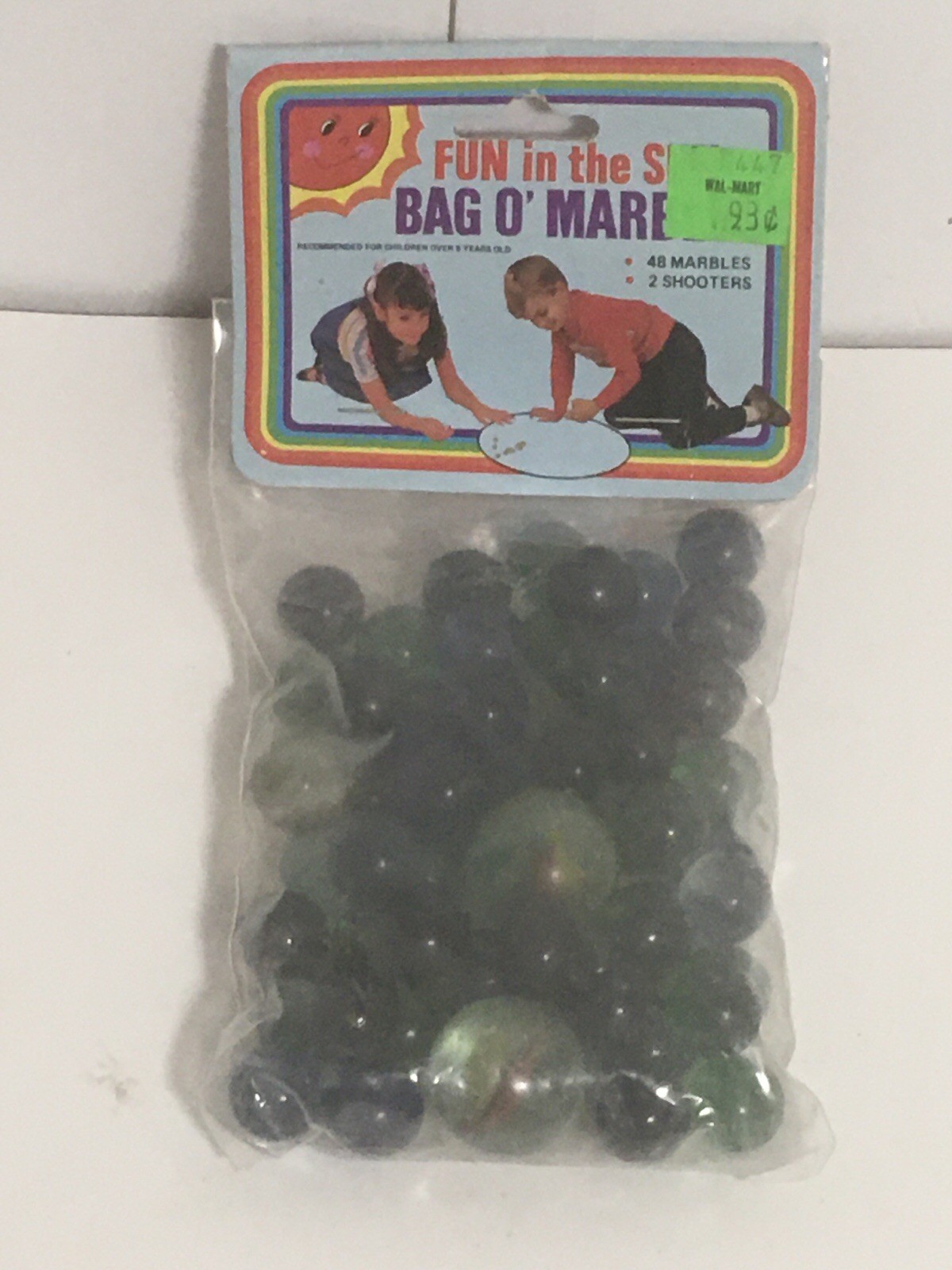 Vintage 1986 Imperial Toy Fun In The Sun Bag O’ Marbles 48 Marbles 2 Shooters