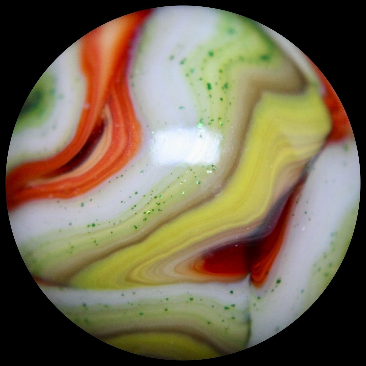 JABO Indian Summer Marble: BIG Ruby Red Oxblood w/Aventurine 0.788″