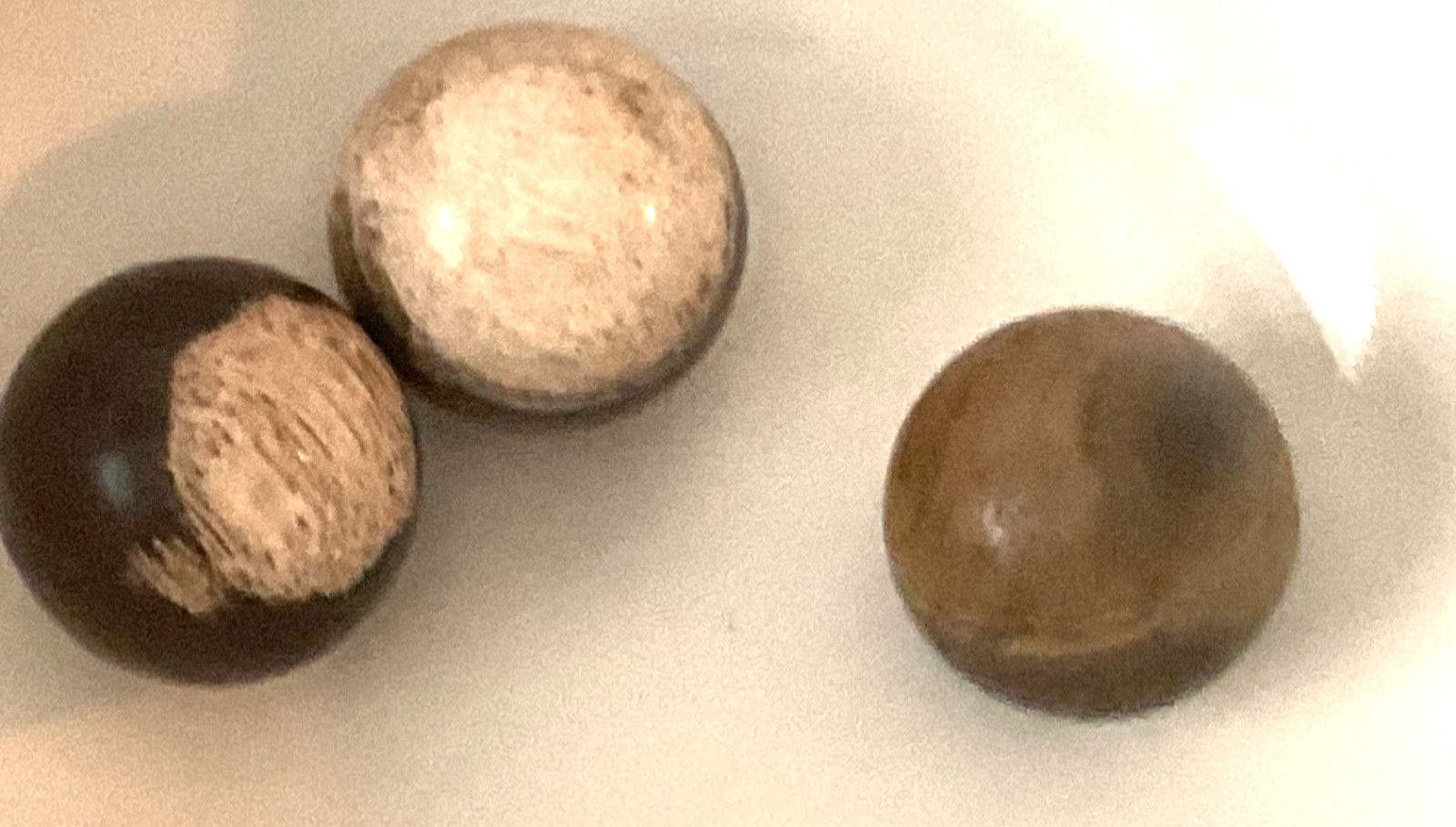 3 Antique Stone Black Mottled Agate Marbles 3/4” Lot #1