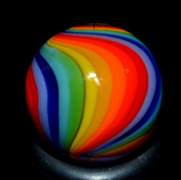 JAY SLACK GLASS MARBLE/.602″-RAINBOW CHEVRON-MANGO,TOMATO,TURQ.,LIME,CRIMSON +