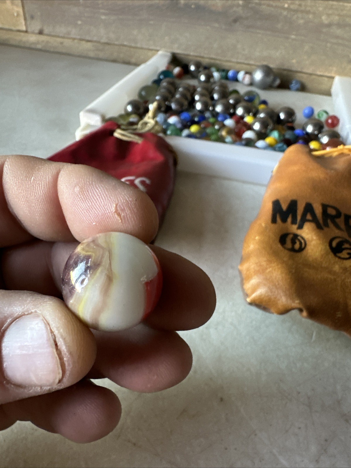 Vintage Danlee Marble Bags w/ Steely Marbles And Swirls Cats Eye Lot Of (150)
